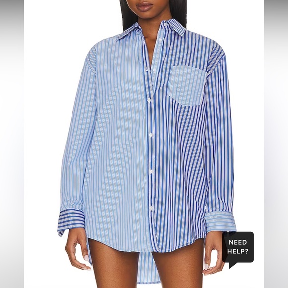 Solid and striped the Oxford tunic in Oxford stripe (azure and French blue) - Picture 2 of 5